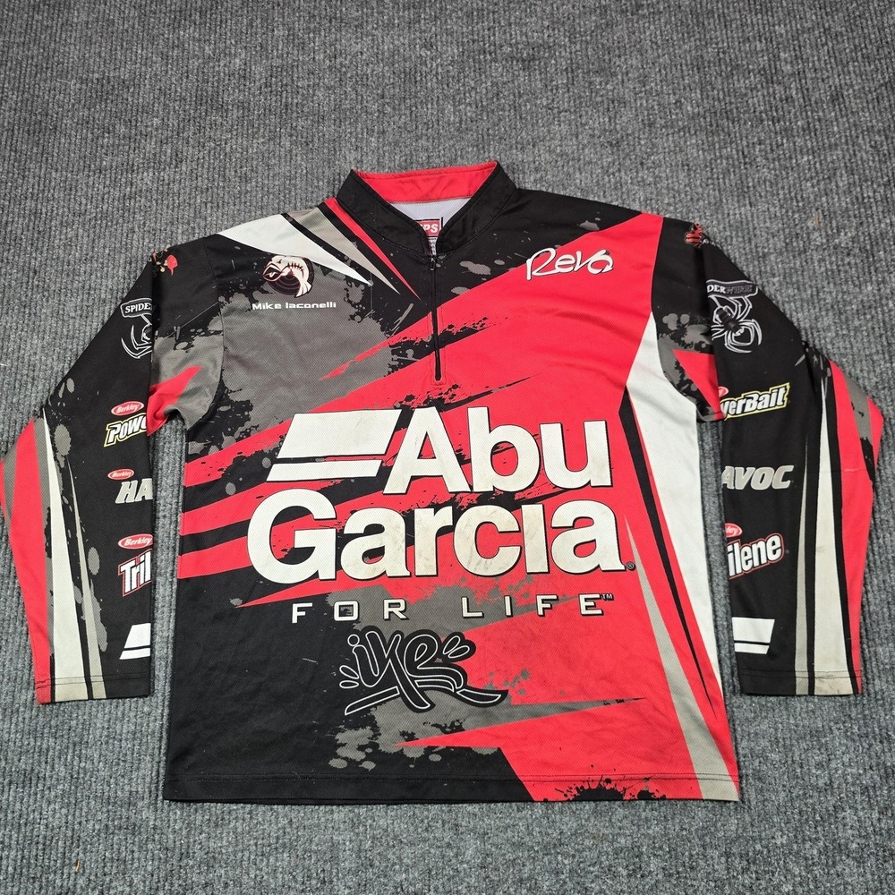 Mike Iaconelli Jersey Large Red 1/4 Zip Fishing Performance FPS Abu Garcia